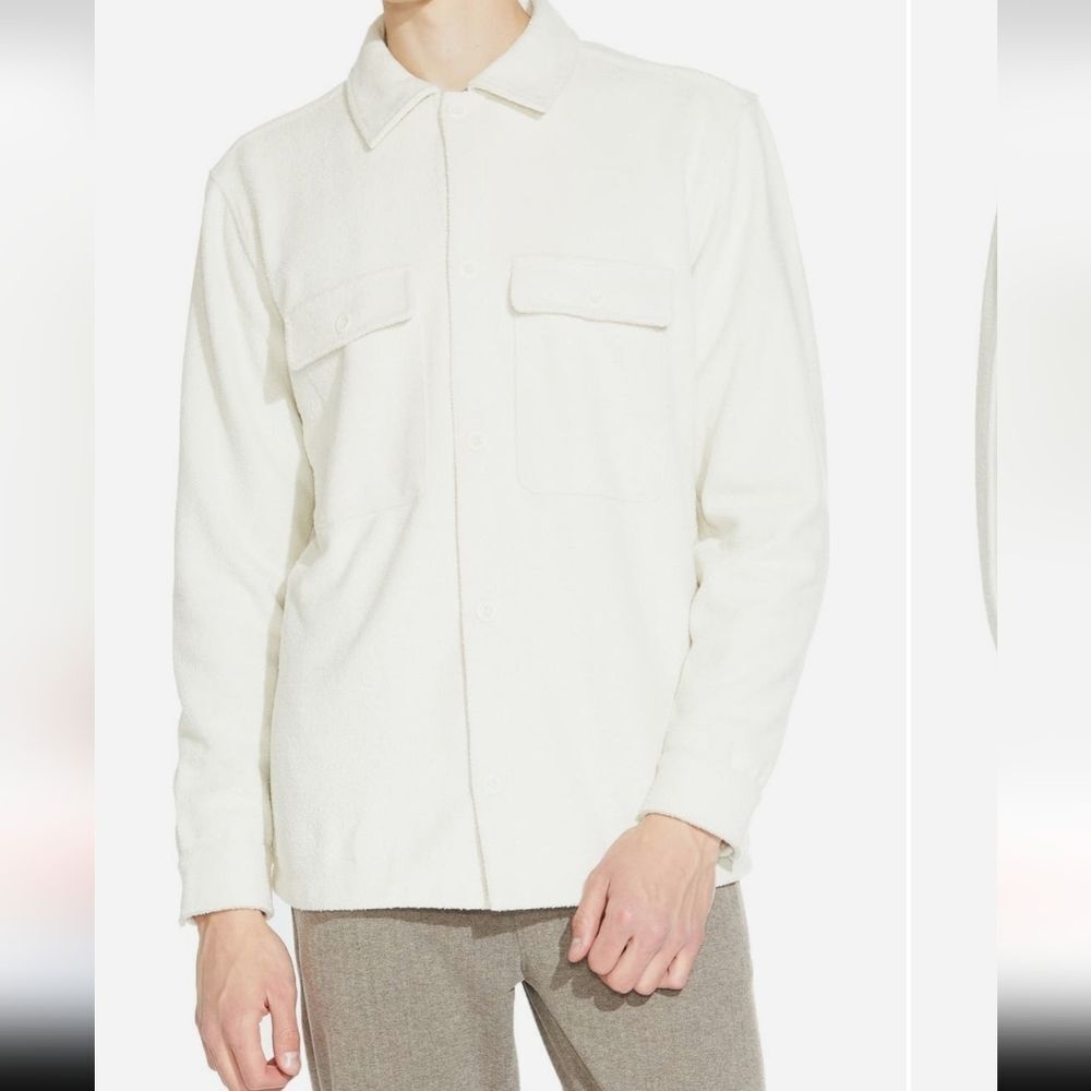 Men's Cream Lightweight Button-Front Shirt Jacket